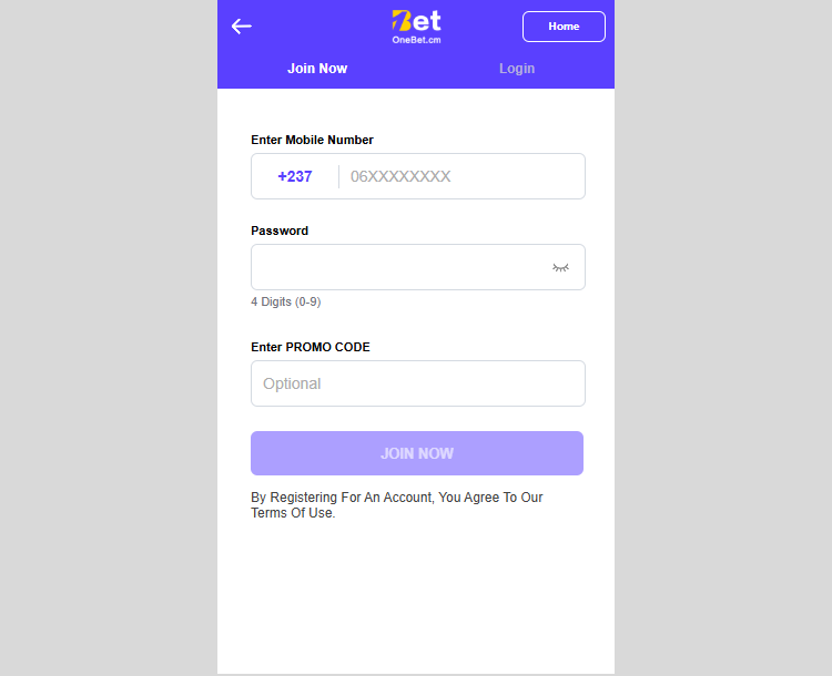 onebet register